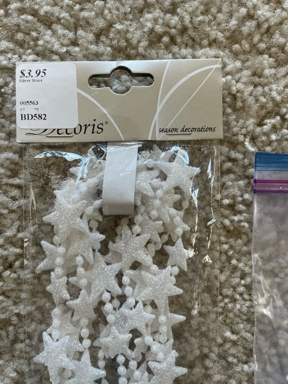 White Glitter Star Garland